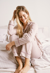 100% Bio-Baumwolle, Schlafanzughose "Flanell", Gestreift rosa -JBS of Denmark Women