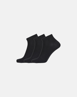 Sneakersocken 3-Pack, Bambusviskose, Schwarz