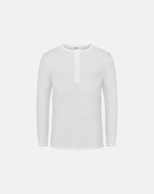 Bio-Baumwolle, Langarmshirt mit Knöpfen, Weiß