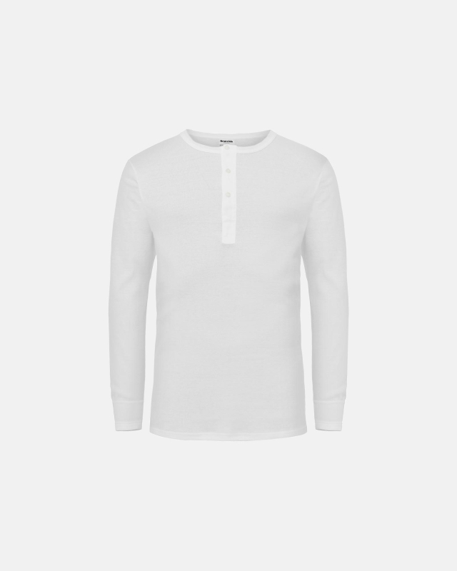 Bio-Baumwolle, Langarmshirt mit Knöpfen, Weiß -Resteröds
