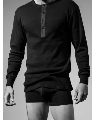 Bio-Baumwolle, Langarmshirt mit Knöpfen, Weiß -Resteröds