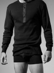 Bio-Baumwolle, Langarmshirt mit Knöpfen, Weiß -Resteröds