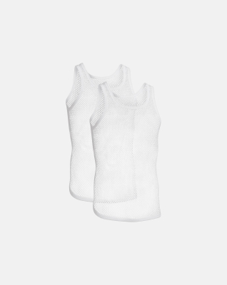 Bio-Baumwolle, Netz Unterhemd Top, 2-pack, Weiß