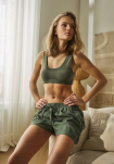 Bambus, "Seersucker" Schlafshorts, Grün -JBS of Denmark Women