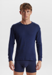 Wolle, Langarm-Shirt, Marineblau -JBS