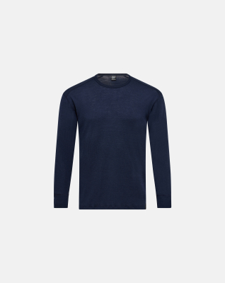 Wolle, Langarm-Shirt, Marineblau -JBS