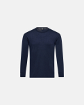 Wolle, Langarm-Shirt, Marineblau -JBS