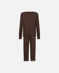 Bambus-Viskose, Pyjama-Set mit Spitze, Braun
