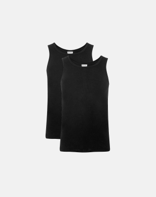 Bio-Baumwolle, Unterhemd Ripp, 2er-pack, Schwarz