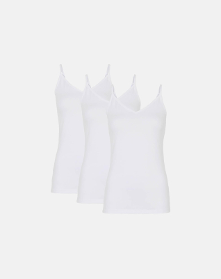 Bio-Baumwolle, Trägertop, 3-Pack, Weiß