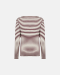 Bambusviskose, Langarmshirt "Ripp", Dunkelrosa Gestreift -JBS of Denmark Women