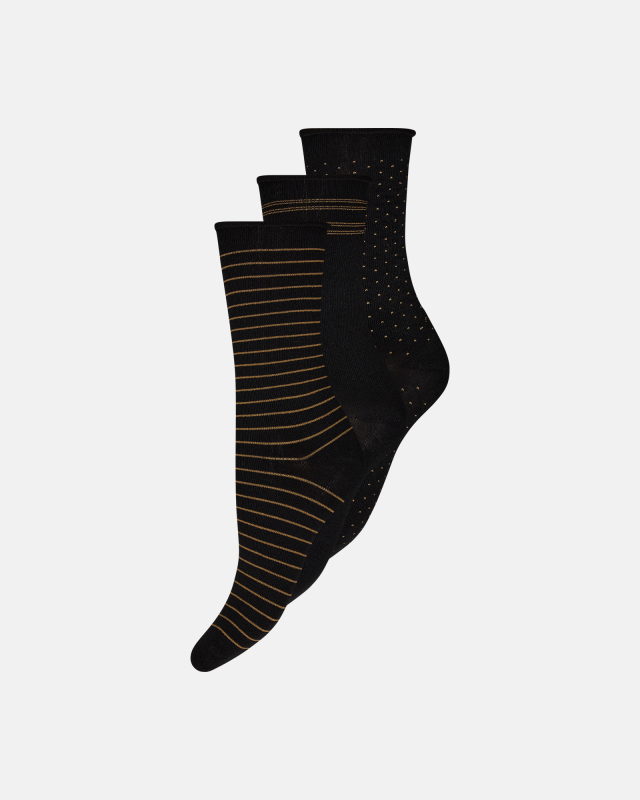 Bambusviskose, Knöchelsocken, 3er-Pack, Schwarz -Decoy