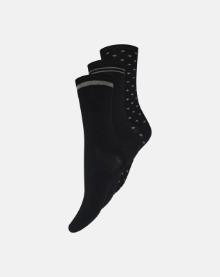 Bambusviskose, Knöchelsocken, 3er-Pack, Schwarz -Decoy