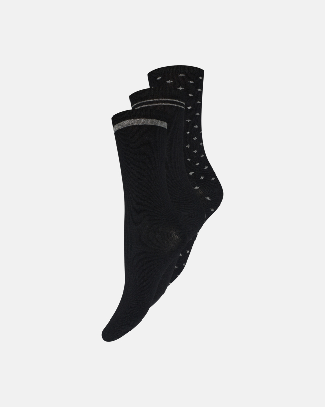 Bambusviskose, Knöchelsocken, 3er-Pack, Schwarz -Decoy