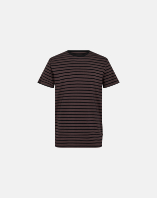 Bambusviskose, T-Shirt "O-Neck", Braun/Schwarz -Resteröds