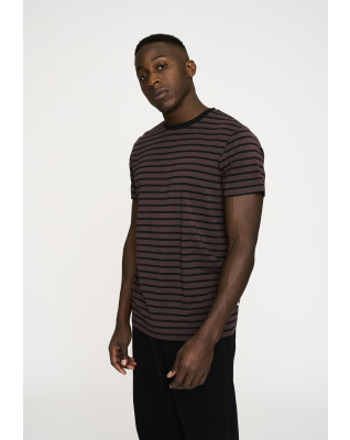 Bambusviskose, T-Shirt "O-Neck", Braun/Schwarz -Resteröds