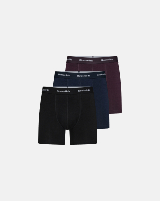 Bambusviskose, Boxershorts "Extra Länge", 3er-Pack, Schwarz/Blau/Rot -Resteröds