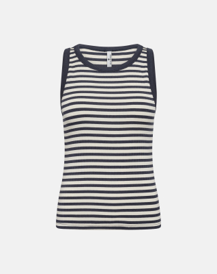 Bambusviskose, Tanktop - Ripp, Blau Gestreift