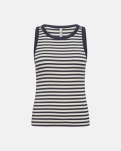 Bambusviskose, Tanktop - Ripp, Blau Gestreift
