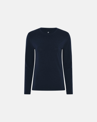 Bambus, Langärmeliges T-Shirt "slim-fit", Marine