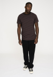 Bambusviskose, T-Shirt "O-Neck", Braun/Schwarz -Resteröds