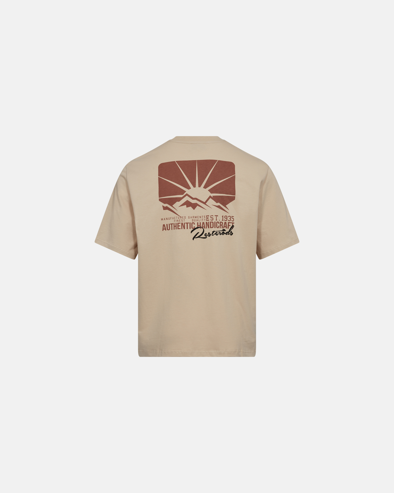 100% Bio-Baumwolle, T-Shirt, Sand -Resteröds 100% Bio-Baumwolle, T-Shirt, Sand -Resteröds