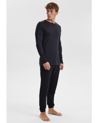 Bio-Wolle, Langarm-Shirt, Schwarz