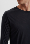 Bio-Wolle, Langarm-Shirt, Schwarz