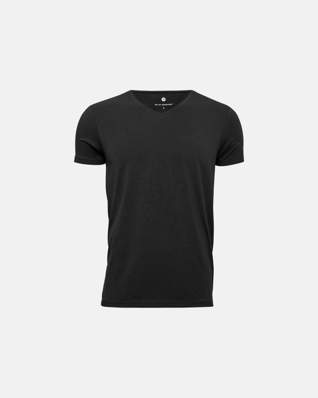 Bambus, T-Shirt mit V-Ausschnitt, Schwarz