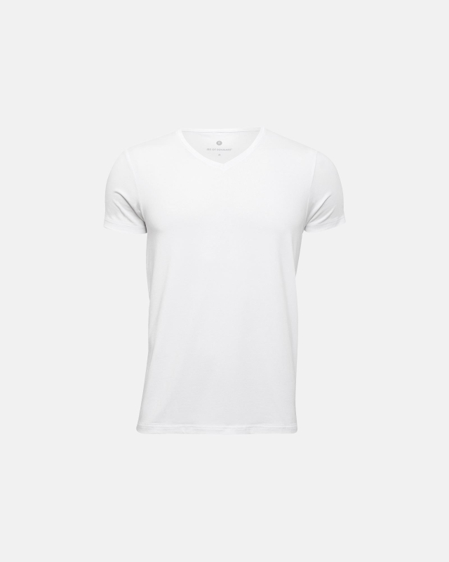 Bambus, T-Shirt mit V-Ausschnitt, Weiß