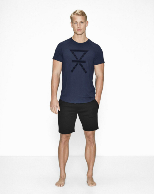 Bambus, T-shirt, Navy mit Print