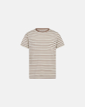 Bambusviskose, T-Shirt "Rundhalsausschnitt", Gestreift Braun -Resteröds