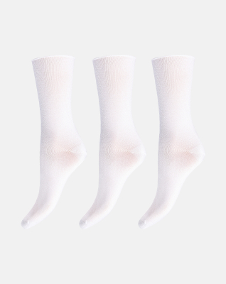 Bambusviskose, Ankelsocken, 3er-Pack, Weiß -Decoy