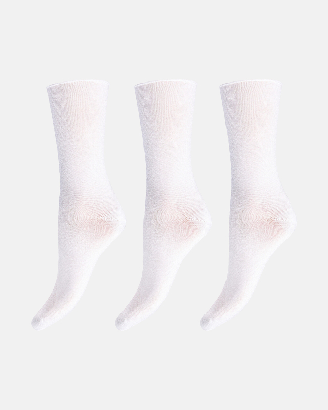 Bambusviskose, Ankelsocken, 3er-Pack, Weiß -Decoy