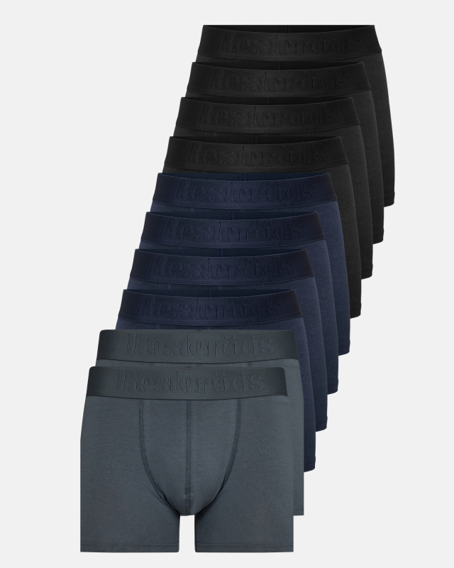 Bio-Baumwolle, Boxershorts "gunnar", 10er-Pack, Schwarz Blau Grau -Resteröds