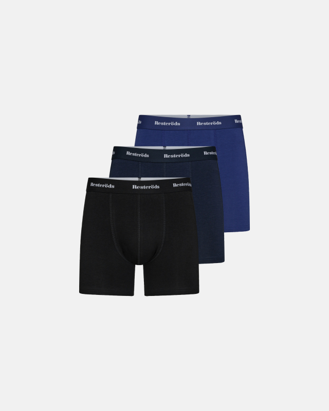 Bambusviskose, Boxershorts "Extra-Länge", 3er-Pack, Schwarz Navy Blau -Resteröds