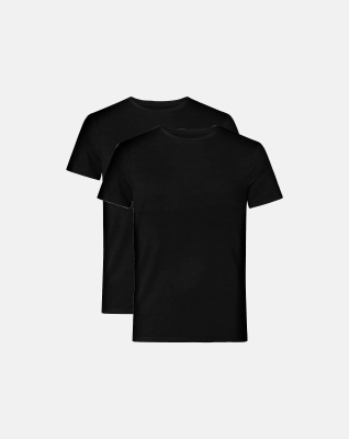 Bambusviskose, T-Shirt, 2er-pack, Schwarz