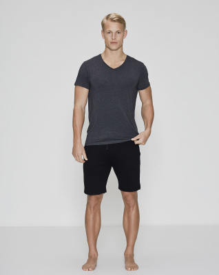 T-Shirt V-ausschnitt, Bambusviskose, Grau