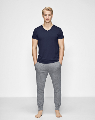 T-Shirt V-ausschnitt, Bambusviskose, Blau