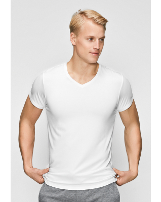 Bambusviskose, T-Shirt V-neck, Weiss -JBS of Denmark Men