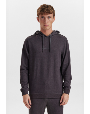 Bambusviskose, Hoodie m. logo, Dunkelgrau