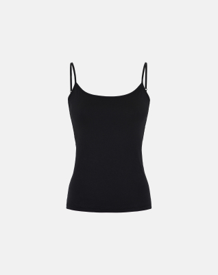 Bio-Baumwolle, Top schmaler Träger, Schwarz -JBS of Denmark Women