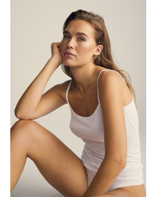 Bambusviskose, Top schmaler Träger, Weiß -JBS of Denmark Women