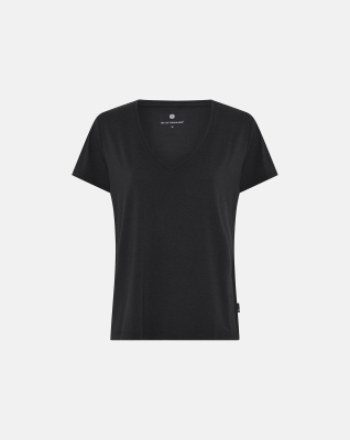 Bambusviskose, T-Shirt v-neck, Schwarz -JBS of Denmark Women