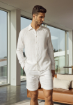 Shorts, Leinen/Bambusviskos, Weiß