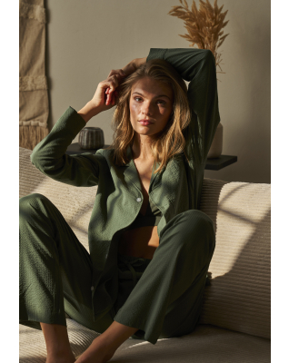 Bambus, "Seersucker" Schlafhosen, Grün -JBS of Denmark Women