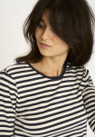 Bambusviskose, Langärmeliges T-Shirt "Rib", Blau Gestreift -JBS of Denmark Women