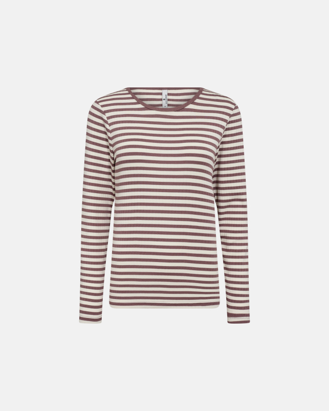 Bambusviskose, Langarmshirt "Ripp", Dunkelrosa Gestreift -JBS of Denmark Women