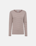 Bambusviskose, Langarmshirt "Ripp", Dunkelrosa Gestreift -JBS of Denmark Women