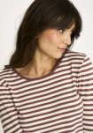Bambusviskose, Langarmshirt "Ripp", Dunkelrosa Gestreift -JBS of Denmark Women